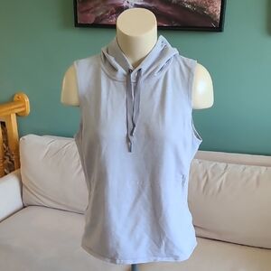 The Northface Sleeveless Light Gray Sleeveless Hoodie Top, Size Lg